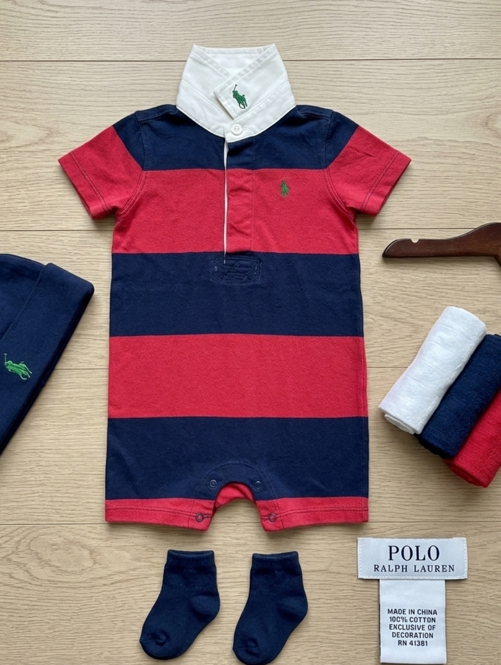 Ralph Lauren Polo Romper Rugby Stripe